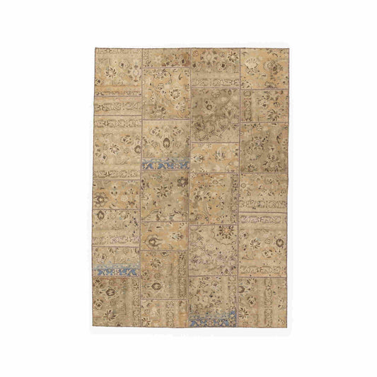 Oriental Rug Patchwork Hand Knotted Wool On Wool 146 x 209 Cm - 4' 10'' x 6' 11'' Stone C009 ER12