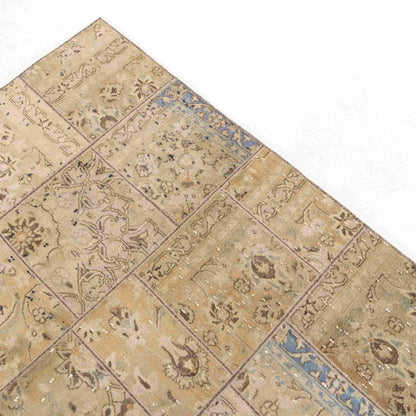 Oriental Rug Patchwork Hand Knotted Wool On Wool 146 x 209 Cm - 4' 10'' x 6' 11'' Stone C009 ER12