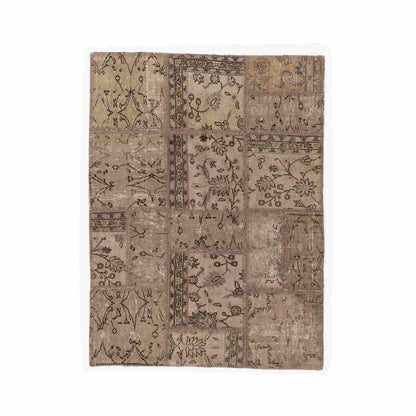 Oriental Rug Patchwork Hand Knotted Wool On Wool 149 x 201 Cm - 4' 11'' x 6' 8'' Stone C009 ER12