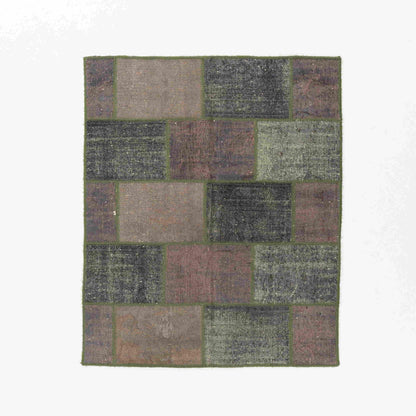 Oriental Rug Patchwork Hand Knotted Wool On Wool 150 x 181 Cm - 5' x 6' Multicolor C016 ER01