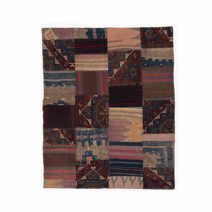 Oriental Rug Patchwork Hand Knotted Wool On Wool 150 x 188 Cm - 5' x 6' 3'' Multicolor C016 ER12