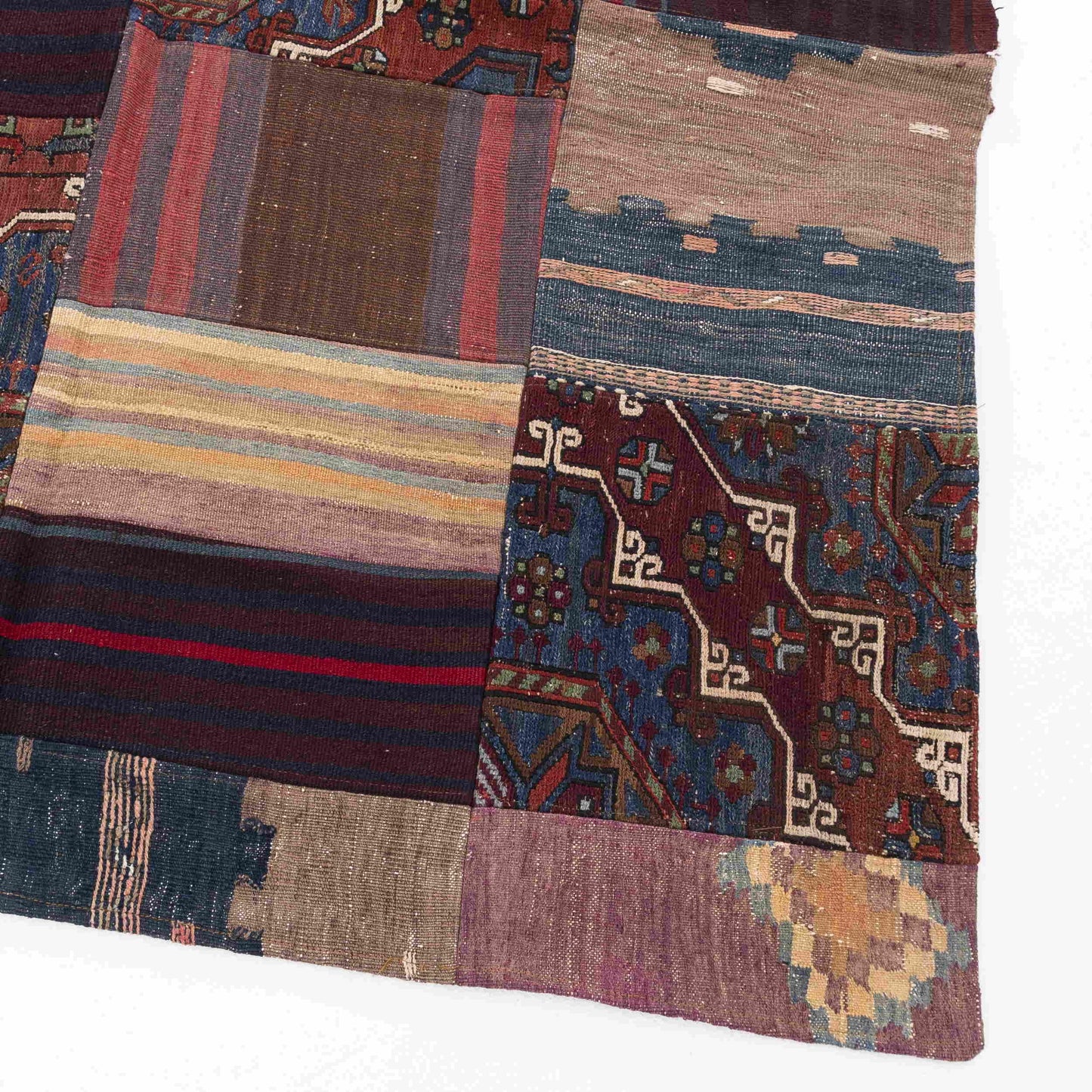 Oriental Rug Patchwork Hand Knotted Wool On Wool 150 x 188 Cm - 5' x 6' 3'' Multicolor C016 ER12