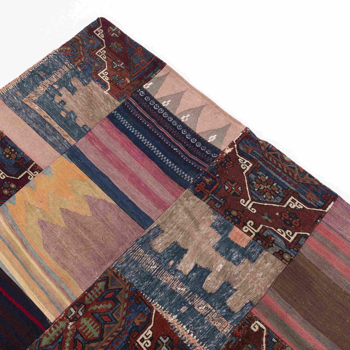 Oriental Rug Patchwork Hand Knotted Wool On Wool 150 x 188 Cm - 5' x 6' 3'' Multicolor C016 ER12