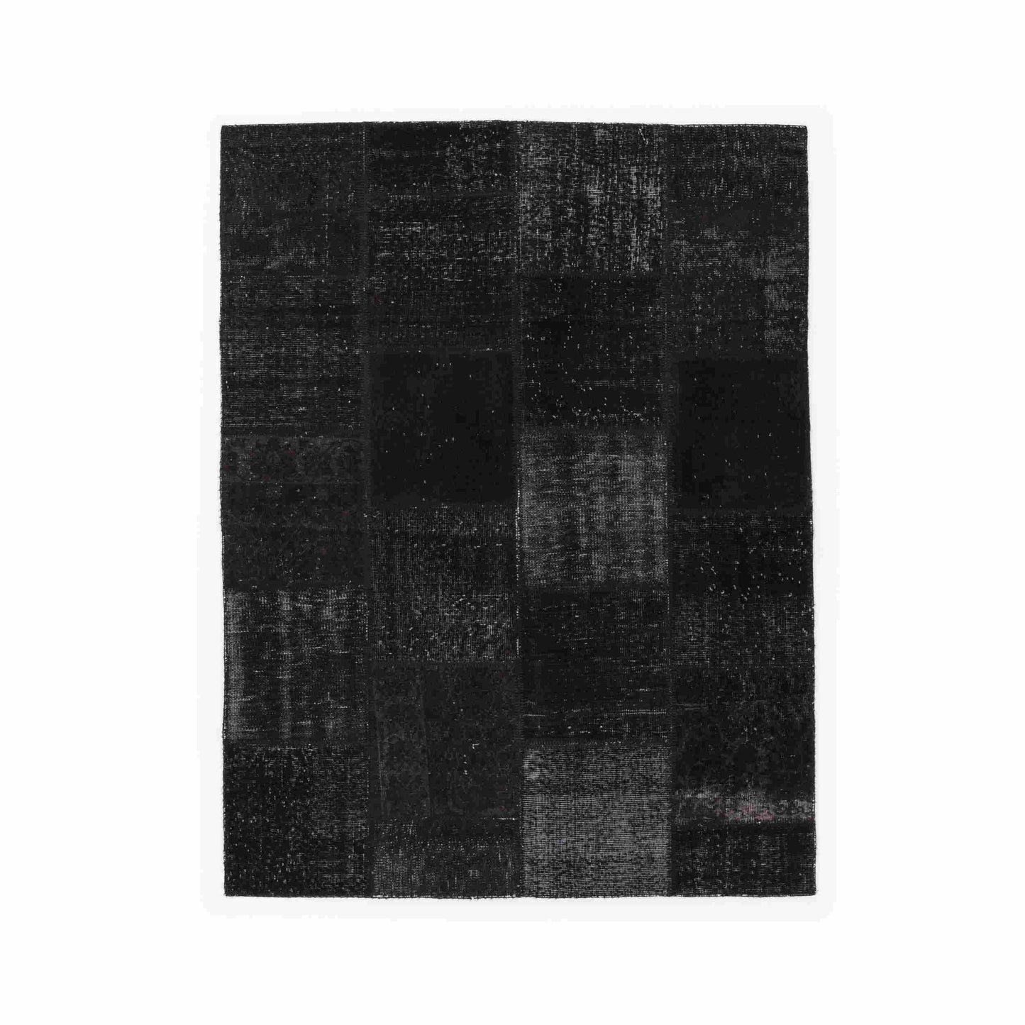 Oriental Rug Patchwork Hand Knotted Wool On Wool 150 x 198 Cm - 5' x 6' 6'' Black C002 ER12