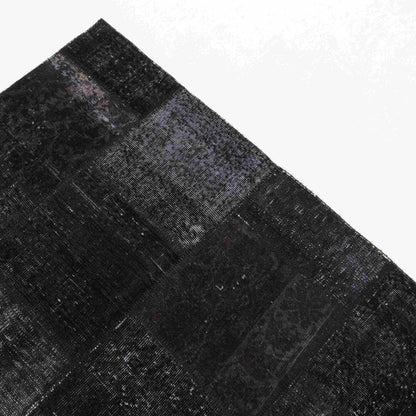 Oriental Rug Patchwork Hand Knotted Wool On Wool 150 x 198 Cm - 5' x 6' 6'' Black C002 ER12