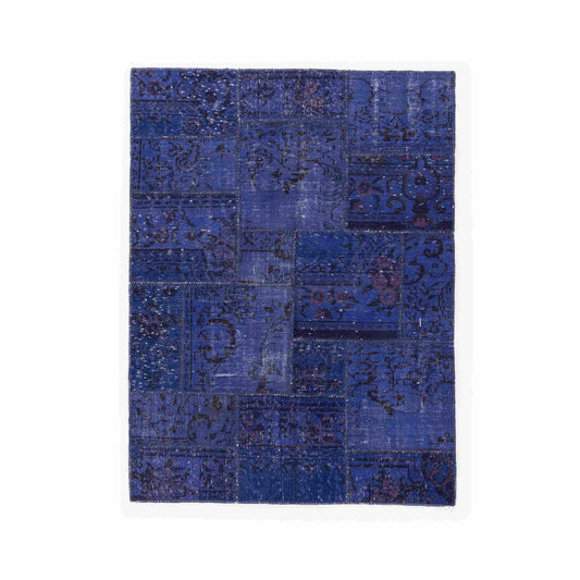 Oriental Rug Patchwork Hand Knotted Wool On Wool 150 x 200 Cm - 5' x 6' 7'' Navy Blue C012 ER12