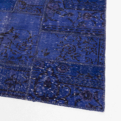 Oriental Rug Patchwork Hand Knotted Wool On Wool 150 x 200 Cm - 5' x 6' 7'' Navy Blue C012 ER12