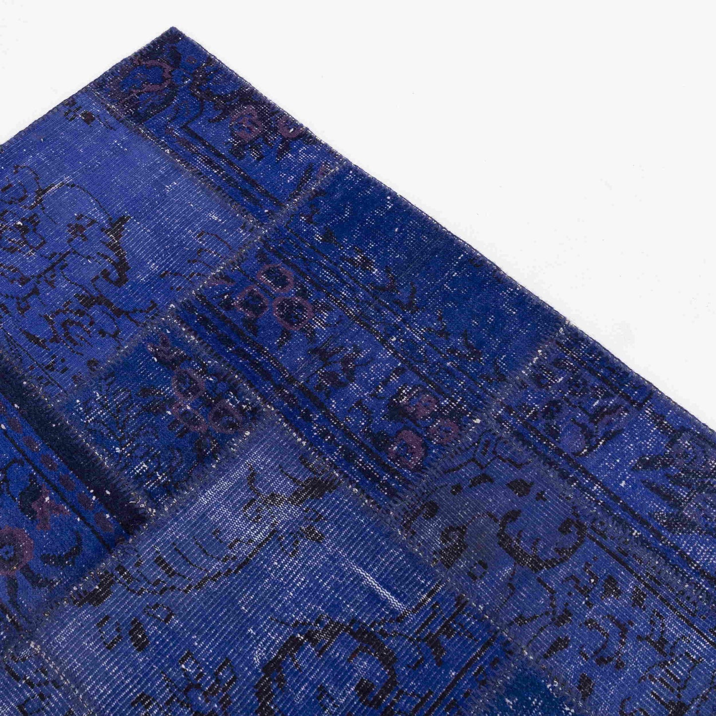 Oriental Rug Patchwork Hand Knotted Wool On Wool 150 x 200 Cm - 5' x 6' 7'' Navy Blue C012 ER12