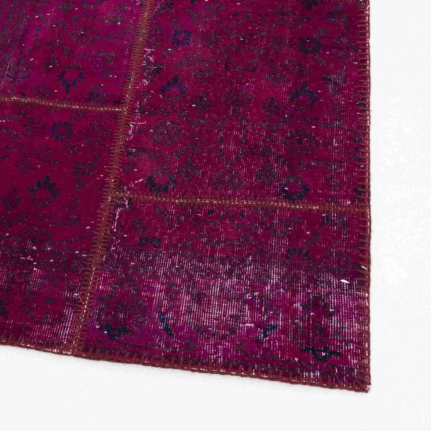 Oriental Rug Patchwork Hand Knotted Wool On Wool 162 x 247 Cm - 5' 4'' x 8' 2'' Fuchsia C020 ER12