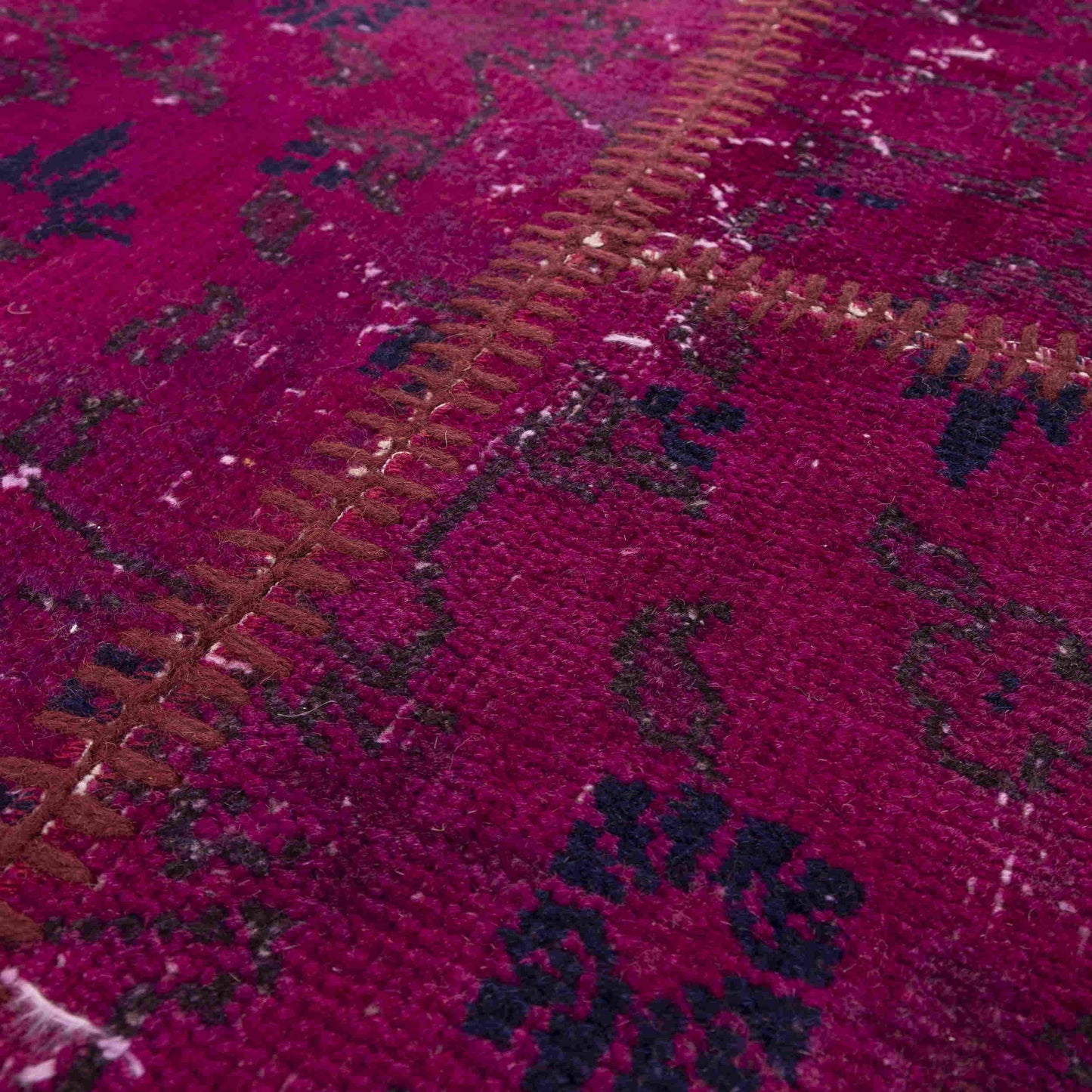 Oriental Rug Patchwork Hand Knotted Wool On Wool 162 x 247 Cm - 5' 4'' x 8' 2'' Fuchsia C020 ER12