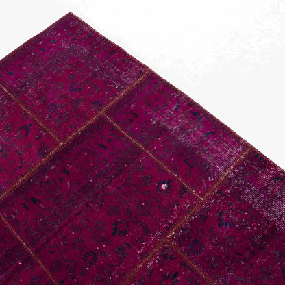 Oriental Rug Patchwork Hand Knotted Wool On Wool 162 x 247 Cm - 5' 4'' x 8' 2'' Fuchsia C020 ER12