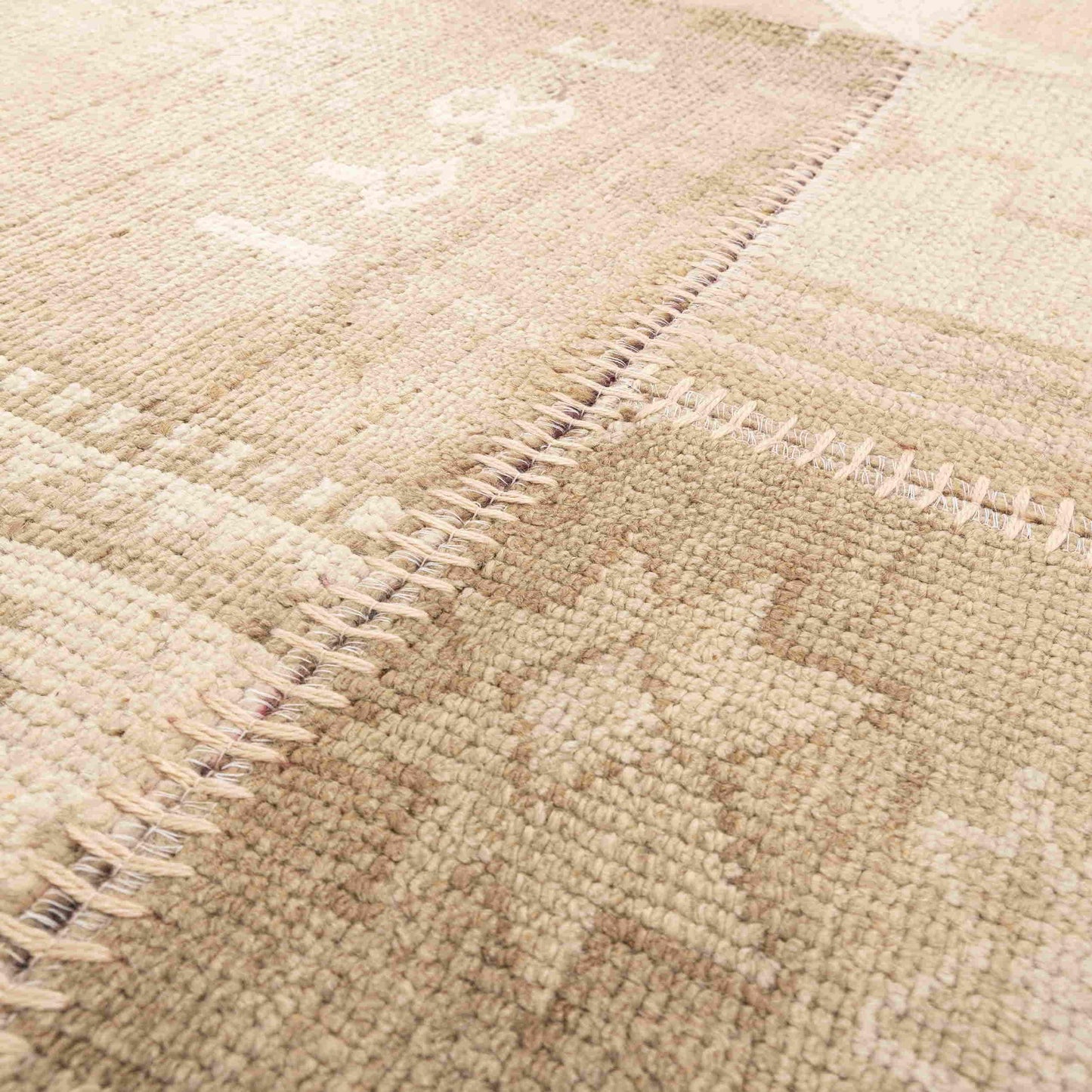 Oriental Rug Patchwork Hand Knotted Wool On Wool 165 x 240 Cm - 5' 5'' x 7' 11' Sand C007 ER12