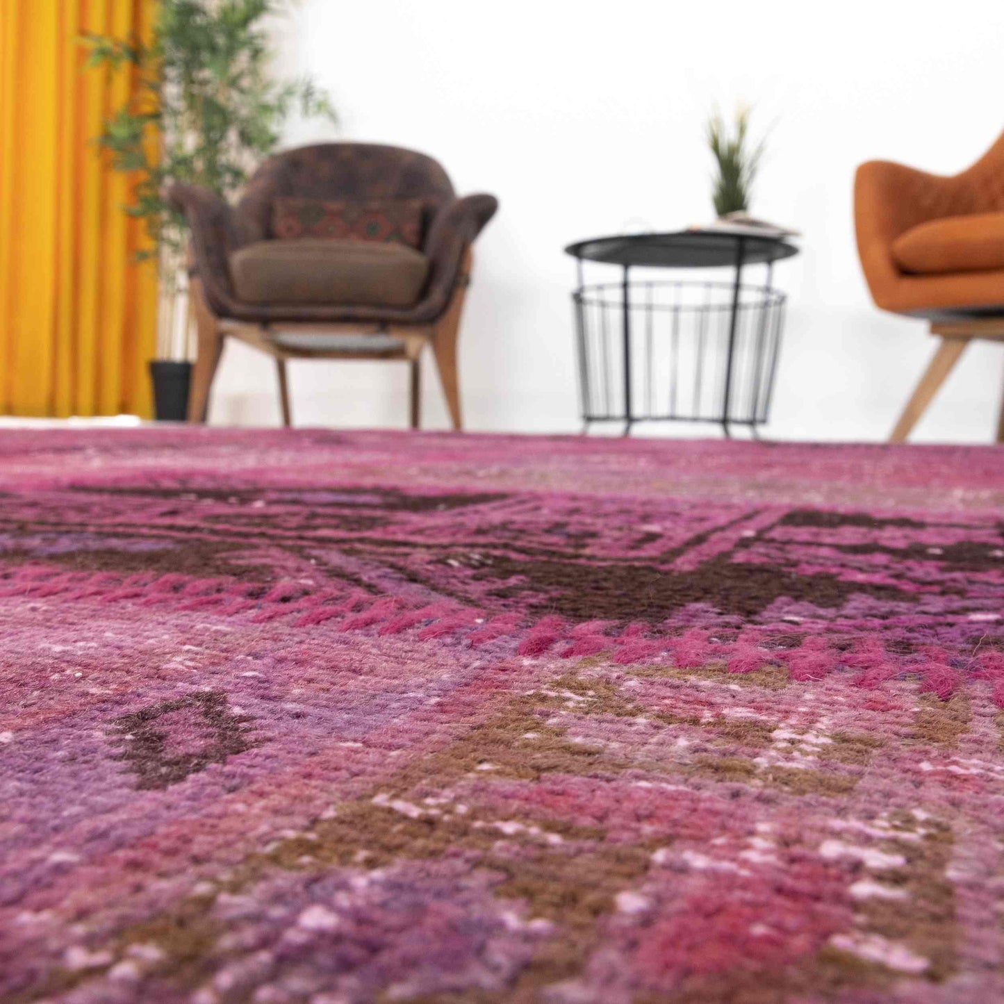 Oriental Rug Patchwork Hand Knotted Wool On Wool 167 x 238 Cm - 5' 6'' x 7' 10'' Fuchsia C020 ER12