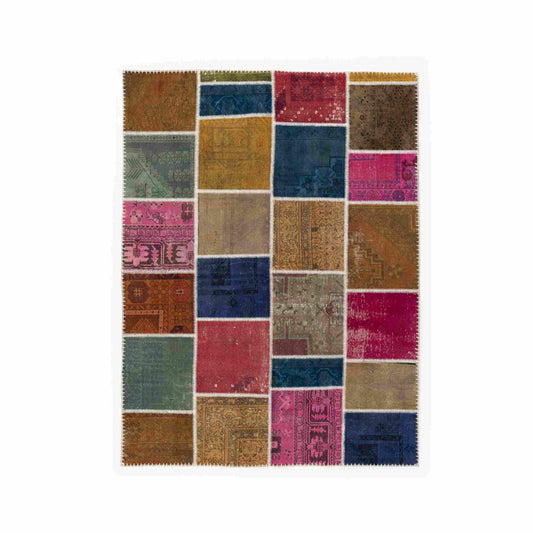 Oriental Rug Patchwork Hand Knotted Wool On Wool 168 x 223 Cm - 5' 7'' x 7' 4'' Multicolor C016 ER12