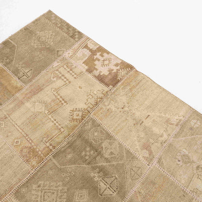 Oriental Rug Patchwork Hand Knotted Wool On Wool 168 x 240 Cm - 5' 7'' x 7' 11'' Stone C009 ER12