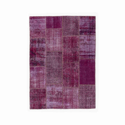 Oriental Rug Patchwork Hand Knotted Wool On Wool 169 x 238 Cm – 5’ 7'' x 7’ 10’’ Fuchsia C020 ER12