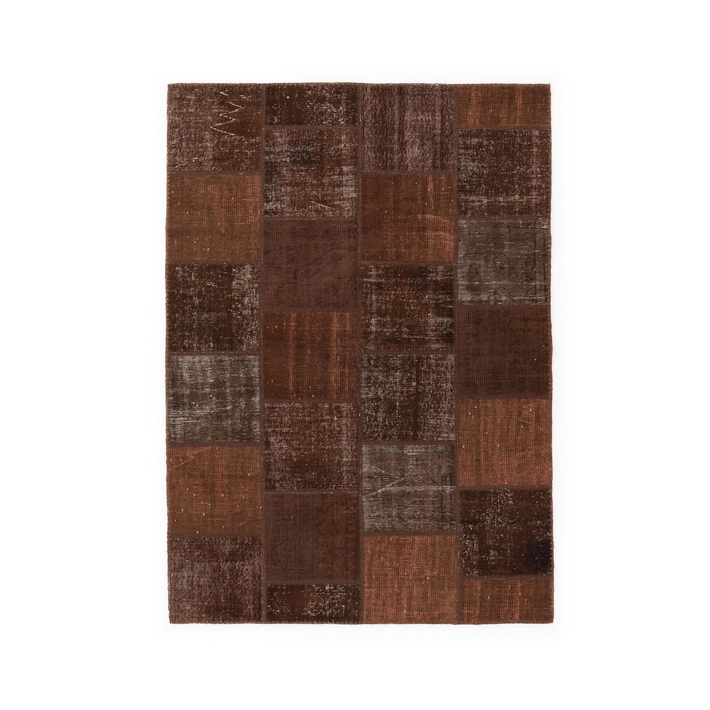 Oriental Rug Patchwork Hand Knotted Wool On Wool 170 x 238 Cm - 5' 7'' x 7' 10'' Brown C005 ER12