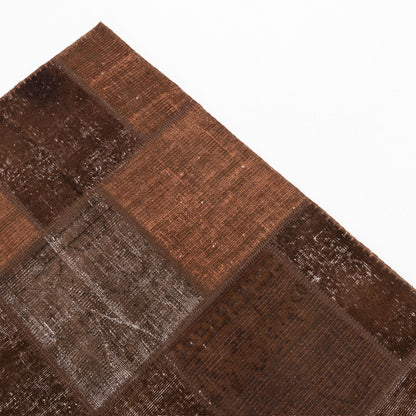 Oriental Rug Patchwork Hand Knotted Wool On Wool 170 x 238 Cm - 5' 7'' x 7' 10'' Brown C005 ER12