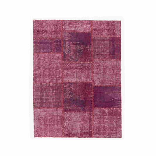 Oriental Rug Patchwork Hand Knotted Wool On Wool 170 x 239 Cm - 5' 7'' x 7' 11'' Fuchsia C020 ER12