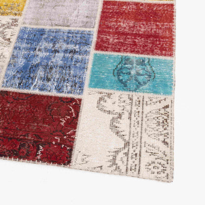 Oriental Rug Patchwork Hand Knotted Wool On Wool 170 x 240 Cm - 5' 7'' x 7' 11'' Multicolor C016 ER12