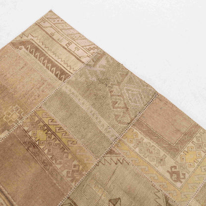 Oriental Rug Patchwork Hand Knotted Wool On Wool 170 x 246 Cm - 5' 7''x 8' 1'' Sand C007 ER12