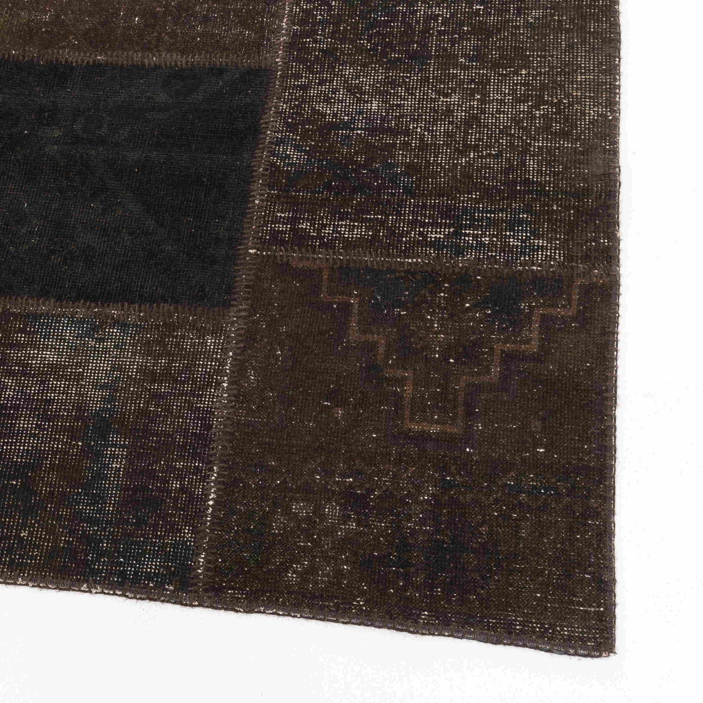 Oriental Rug Patchwork Hand Knotted Wool On Wool 172 x 243 Cm - 5' 8'' x 8' Brown C005 ER12