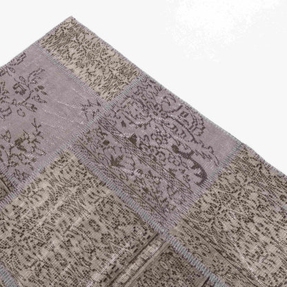 Oriental Rug Patchwork Hand Knotted Wool On Wool 200 x 200 Cm - 6' 7'' x 6' 7'' Stone C009 ER12