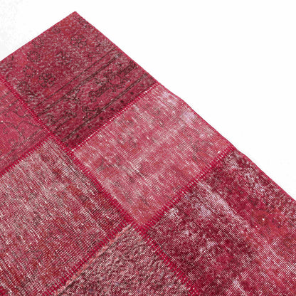 Oriental Rug Patchwork Hand Knotted Wool On Wool 200 x 200 Cm - 6' 7'' x 6' 7'' Fuchsia C020 ER12