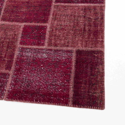 Oriental Rug Patchwork Hand Knotted Wool On Wool 200 x 200 Cm - 6' 7'' x 6' 7'' Red C014 ER12