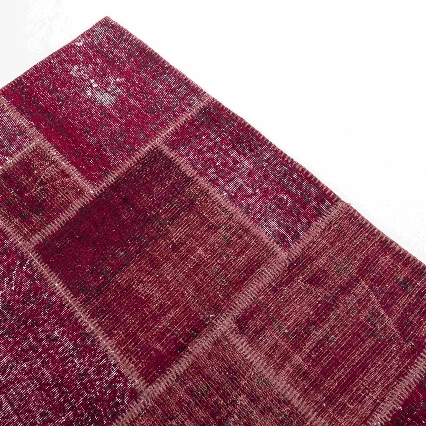 Oriental Rug Patchwork Hand Knotted Wool On Wool 200 x 200 Cm - 6' 7'' x 6' 7'' Red C014 ER12