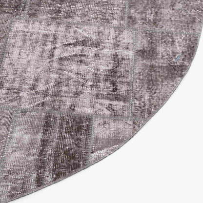 Oriental Round Rug Patchwork Hand Knotted Wool On Wool 250 x 250 Cm - 8' 3'' x 8' 3'' Grey C008 ER23