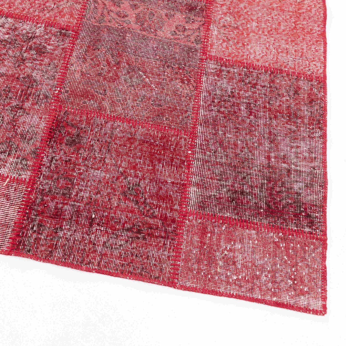 Oriental Rug Patchwork Hand Knotted Wool On Wool 250 x 350 Cm - 8' 3'' x 11' 6'' Red C014 ER34