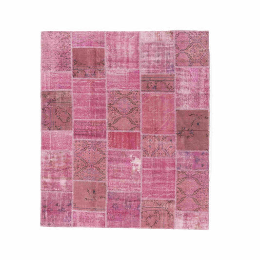 Oriental Rug Patchwork Hand Knotted Wool On Wool 255 x 300 Cm - 8' 5'' x 9' 11'' Pink C004 ER23