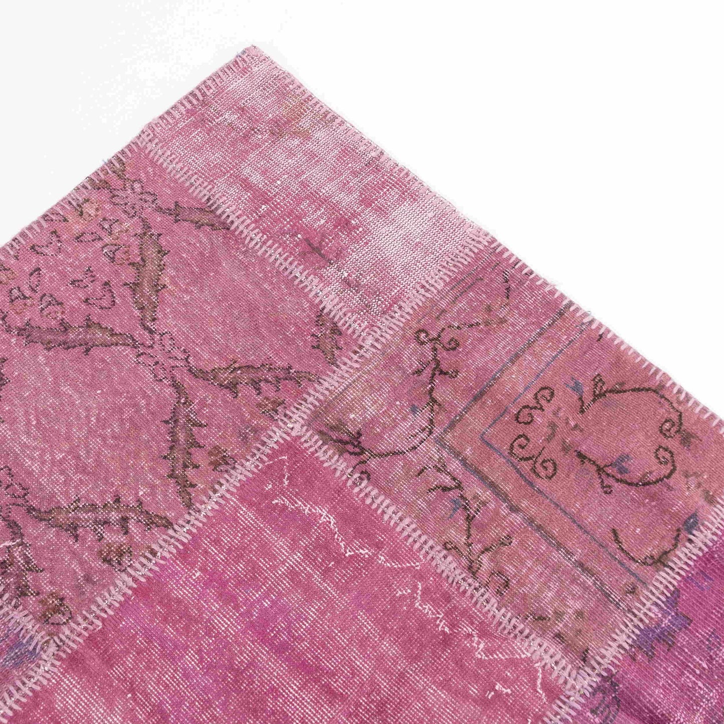 Oriental Rug Patchwork Hand Knotted Wool On Wool 255 x 300 Cm - 8' 5'' x 9' 11'' Pink C004 ER23