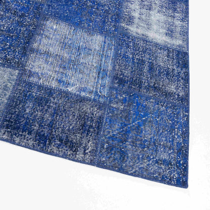 Oriental Rug Patchwork Hand Knotted Wool On Wool 296 x 395 Cm - 9' 9'' x 13' Navy Blue C012 ER34