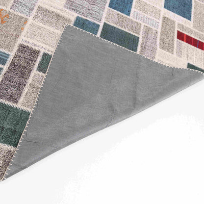 Oriental Rug Patchwork Hand Knotted Wool On Wool 296 x 395 Cm - 9' 9'' x 13' Grey C008 ER34