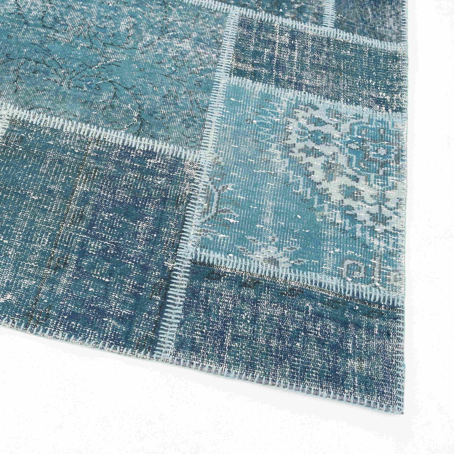 Oriental Rug Patchwork Hand Knotted Wool On Wool 296 x 395 Cm - 9' x 9'' 13' Green C001 ER34