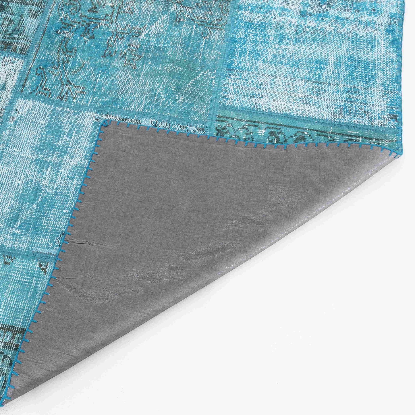 Oriental Rug Patchwork Hand Knotted Wool On Wool 300 x 400 Cm - 9' 11'' x 13' 2'' Turquoise C019 ER34