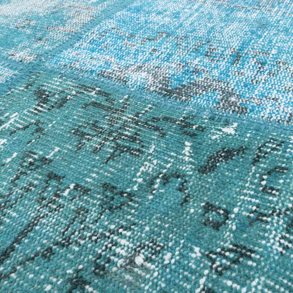 Oriental Rug Patchwork Hand Knotted Wool On Wool 300 x 400 Cm - 9' 11'' x 13' 2'' Turquoise C019 ER34