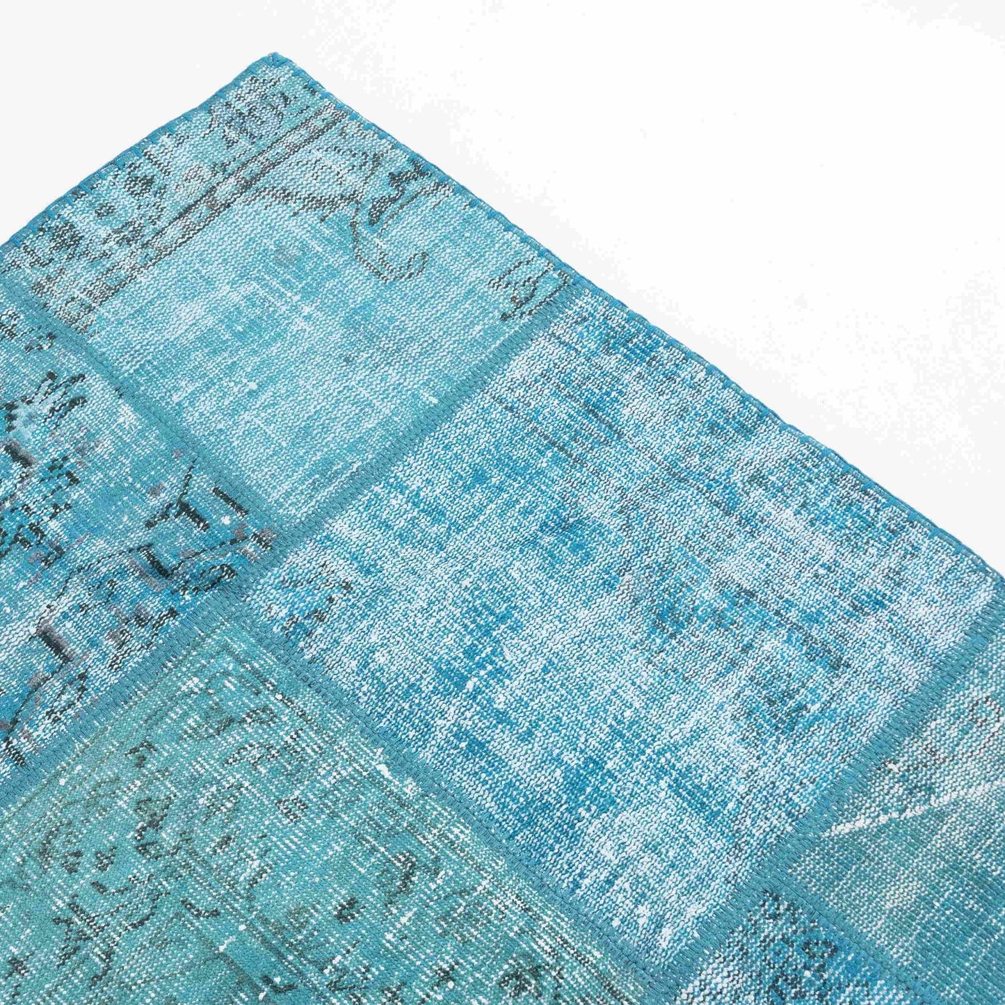 Oriental Rug Patchwork Hand Knotted Wool On Wool 300 x 400 Cm - 9' 11'' x 13' 2'' Turquoise C019 ER34