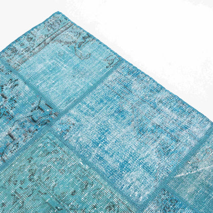 Oriental Rug Patchwork Hand Knotted Wool On Wool 300 x 400 Cm - 9' 11'' x 13' 2'' Turquoise C019 ER34