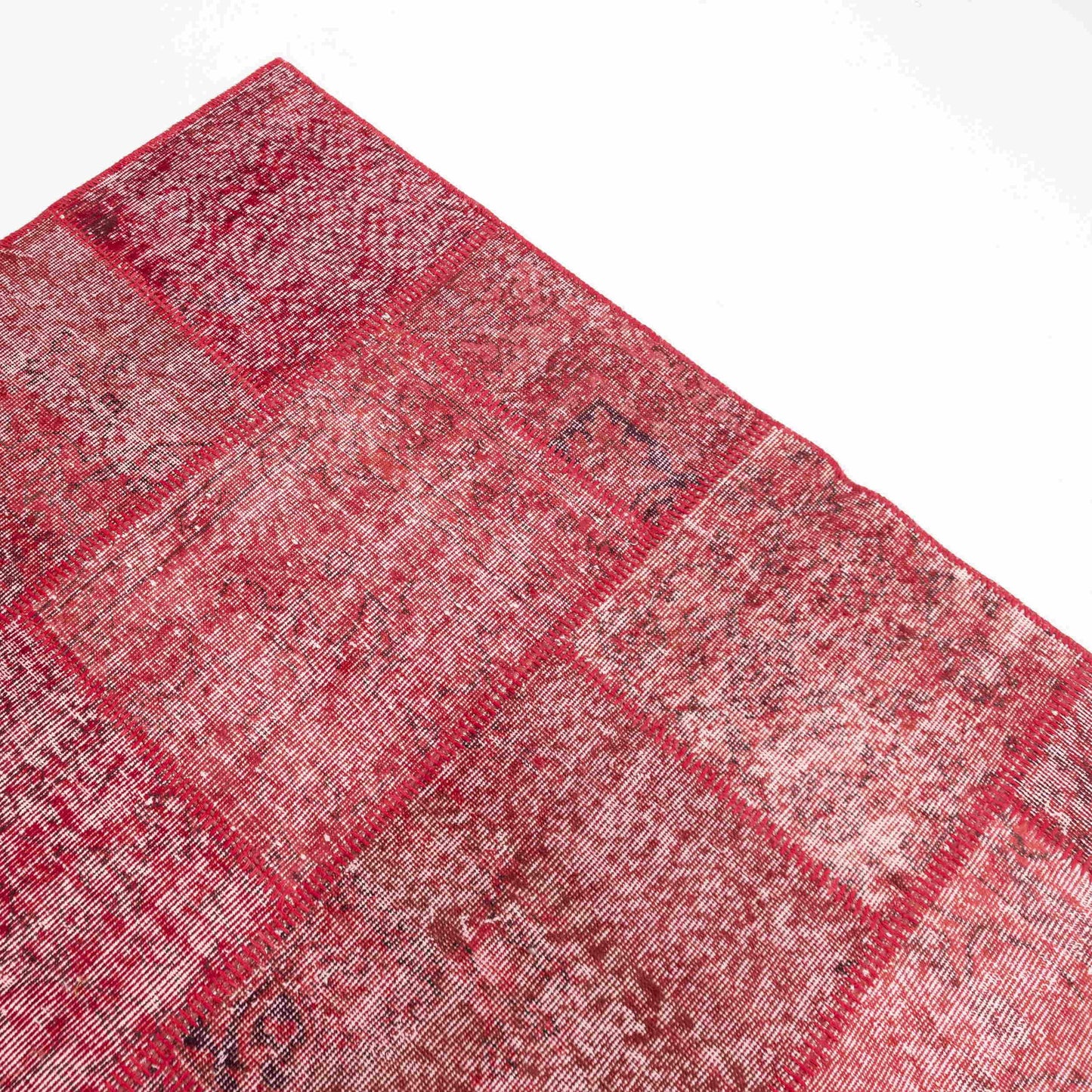 Oriental Rug Patchwork Hand Knotted Wool On Wool 300 x 401 Cm - 9' 11'' x 13' 2'' Red C014 ER34