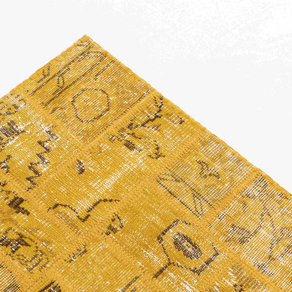 Oriental Rug Patchwork Hand Knotted Wool On Wool 76 x 297 Cm – 2' 6'' x 9' 9'' Yellow C006 ER01