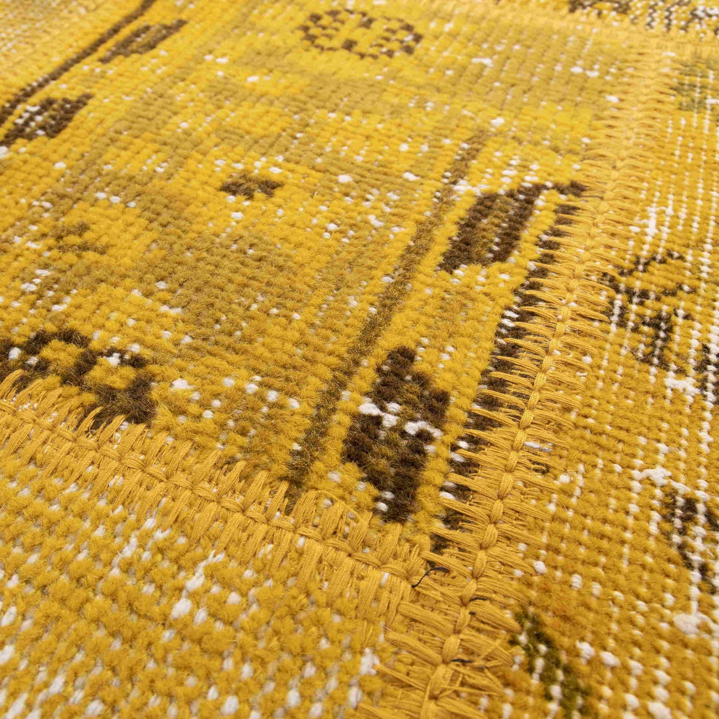 Oriental Rug Patchwork Hand Knotted Wool On Wool 76 x 297 Cm – 2' 6'' x 9' 9'' Yellow C006 ER01