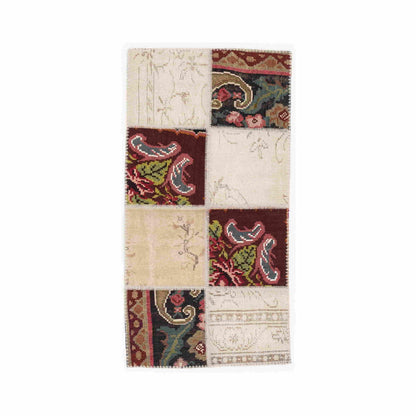 Oriental Rug Patchwork Hand Knotted Wool On Wool 80 x 156 Cm – 2' 8'' x 5' 2'' Multicolor C016 ER01