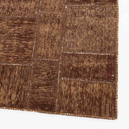 Oriental Rug Patchwork Hand Knotted Wool On Wool 81 x 198 Cm – 2' 8'' x 6' 6'' Brown C005 ER01
