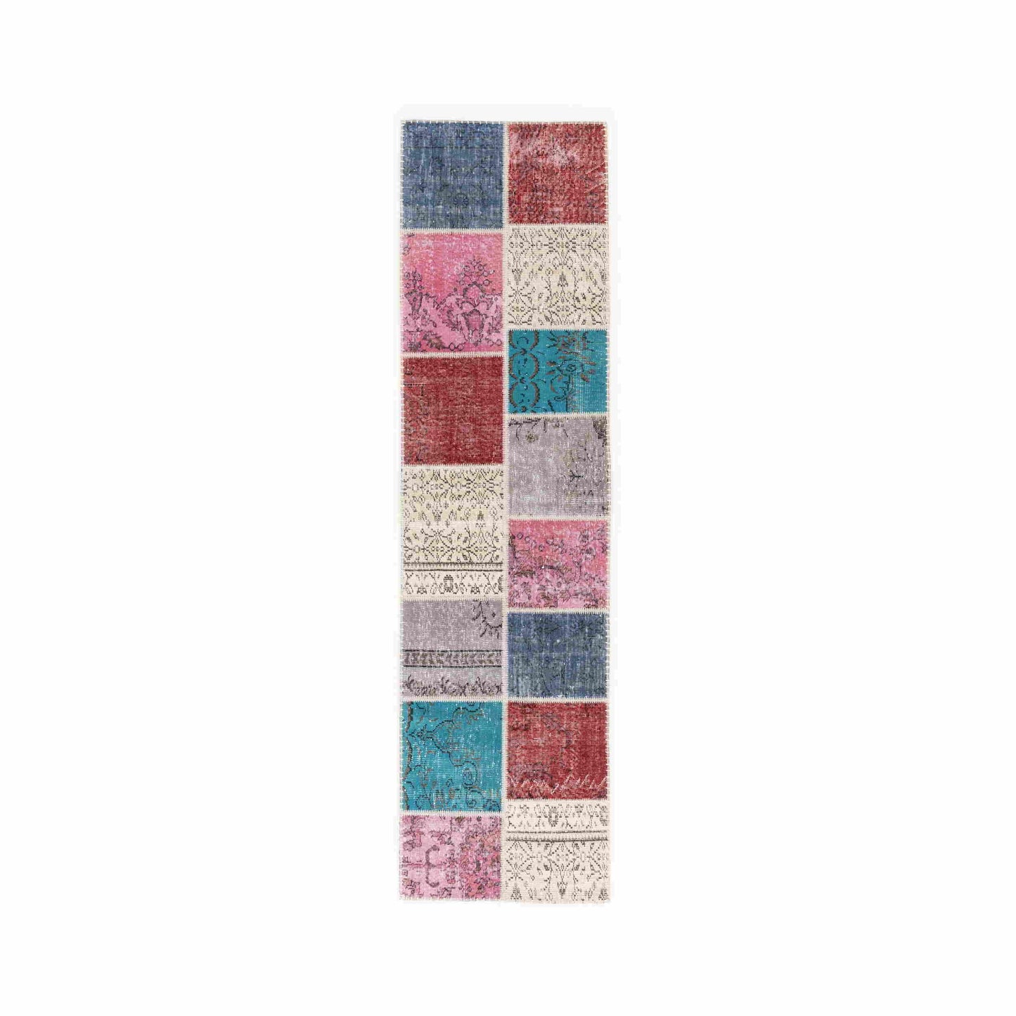 Oriental Rug Patchwork Hand Knotted Wool On Wool 81 x 304 Cm – 2' 8'' x 10' Multicolor C016 ER01