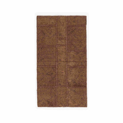 Oriental Rug Patchwork Hand Knotted Wool On Wool 82 x 150 Cm – 2' 9'' x 5' Brown C005 ER01