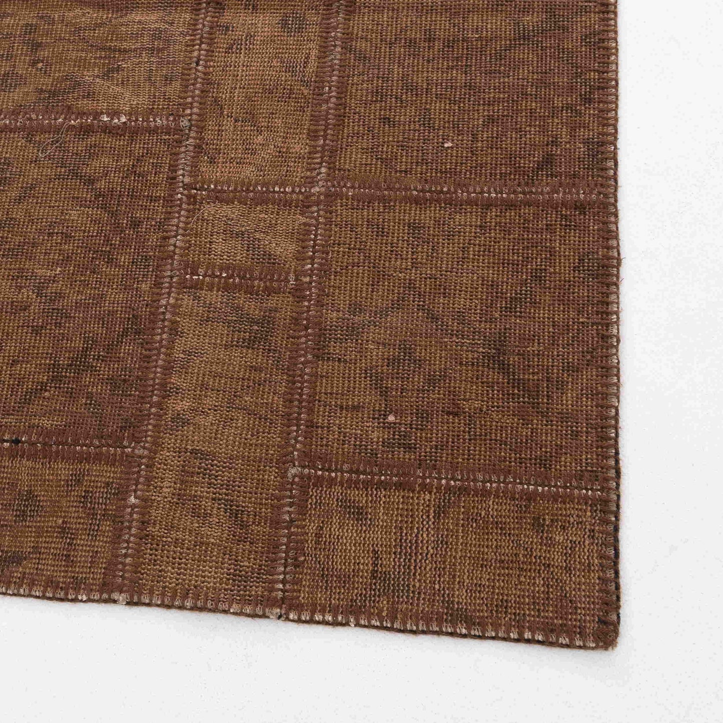 Oriental Rug Patchwork Hand Knotted Wool On Wool 82 x 150 Cm – 2' 9'' x 5' Brown C005 ER01