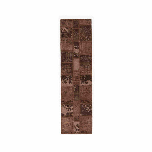 Oriental Rug Patchwork Hand Knotted Wool On Wool 82 x 302 Cm – 2' 9'' x 9' 11'' Brown C005 ER01